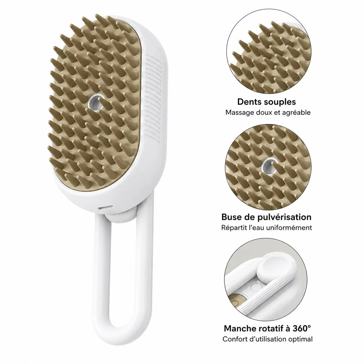 Brosse de soins à brume 3-en-1 pour chiens et chats